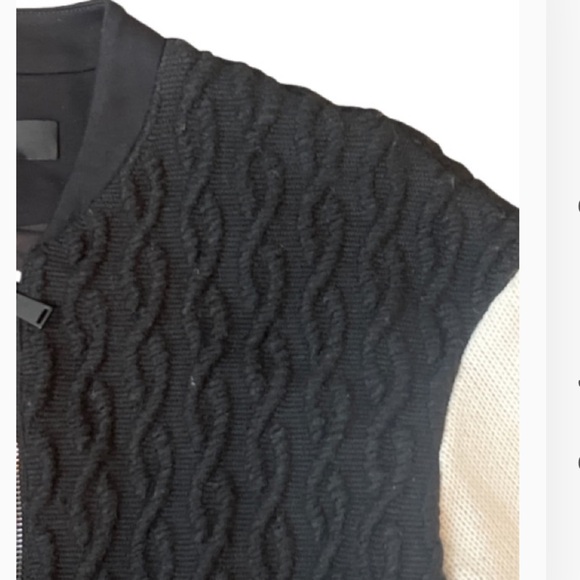 Tibi Black &White Textured Sweeter Bomber Jacket Long Sleeves Zipper Size XS - Picture 2 of 12